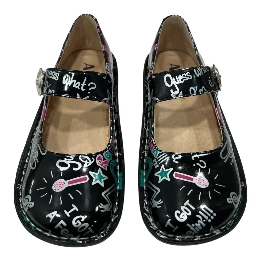Alegria Girls Kids Vinca Paloma Rock Star Black Kids Shoes Clogs Size 4
